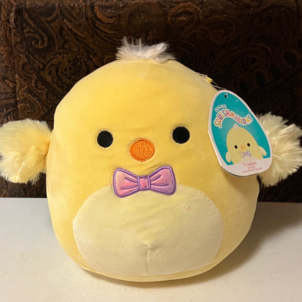 NWT Squishmallows Triston Yellow Plush with Purple Bow